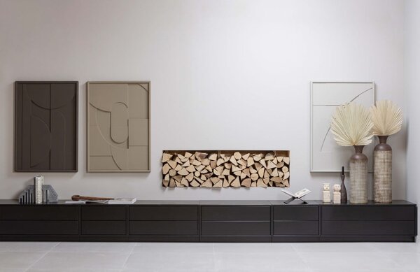 Tavolo TV modulare nero in legno di pino 100x40 cm Finca - WOOOD