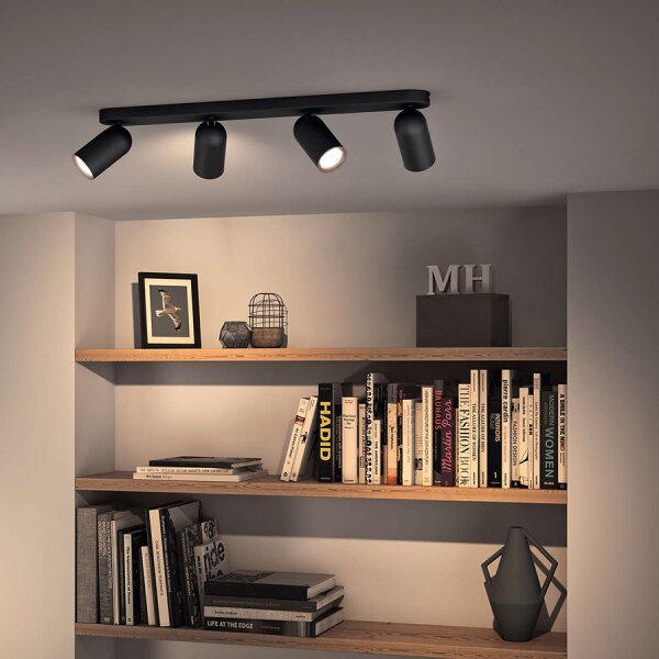 Philips - Faretto dimmerabile LED RGBW 4xGU10/4,8W/230V3000K nero + telecomando
