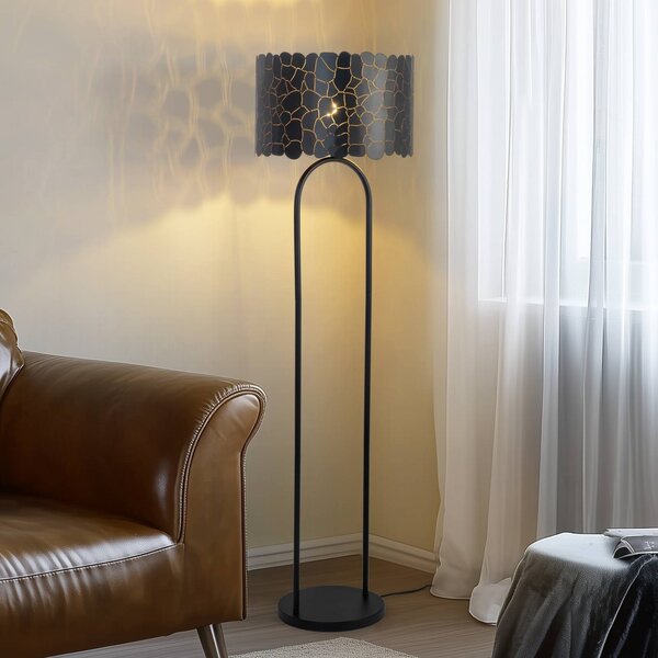 Lampada da terra Aralena Lindby, Nero, Soggiorno / Sala da pranzo, Metallo, Moderno, Lampada da terra