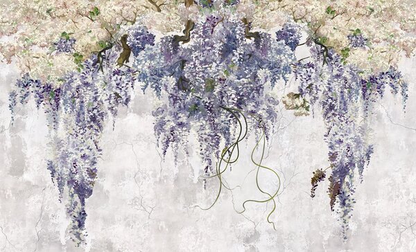 Carta da parati Rami di lillà Boho, Carta da parati Floreale, u71720 : Uwalls.it