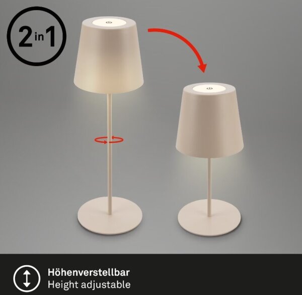 Briloner 7508011 - Lampada da tavolo LED ricaricabile dimmerabile LED/2,5W/5V IP44 beige