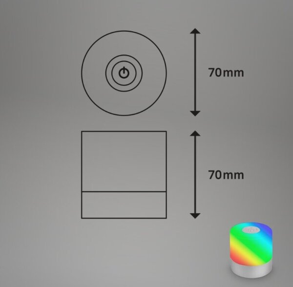 Briloner 7462014 - Lampada da tavolo ricaricabile LED RGB LED/1,5W/5V IP44 cromo