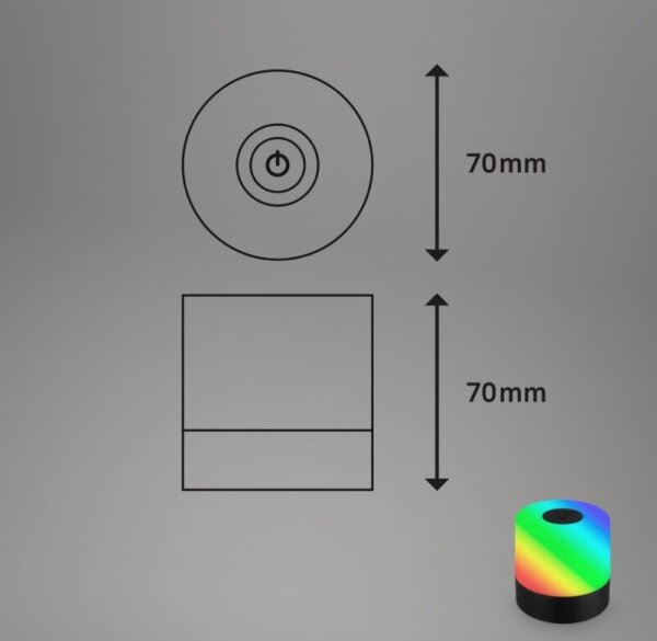 Briloner 7462015 - Lampada da tavolo LED RGB ricaricabile 1,5W 5V IP44 nera