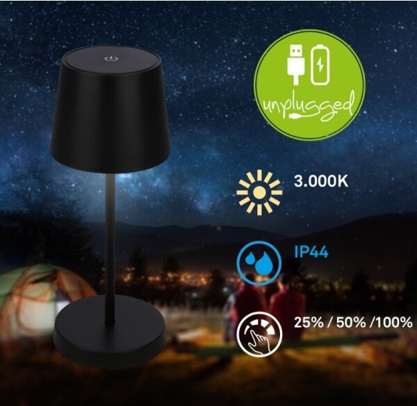 Briloner 7423015 - Lampada da tavolo LED dimmerabile LED/2,6W/5V IP44 nero