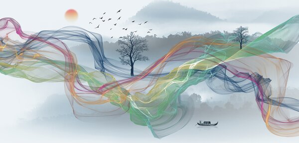 Carta da parati Nebbia magica all'alba, Carta da parati Natura, u17637 : Uwalls.it