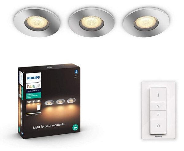 Philips - Set da 3 faretti da bagno LED dimmerabili 1xGU10/5W/230V IP44 + telecomando