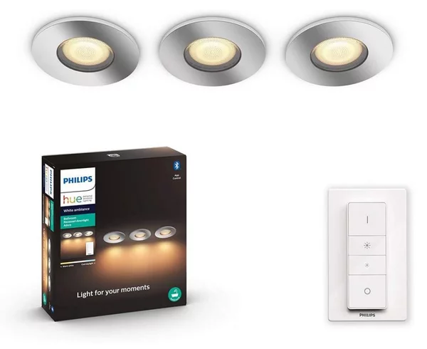 Philips - Set da 3 faretti da bagno LED dimmerabili 1xGU10/5W/230V IP44 + telecomando