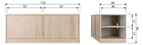 Tavolo TV modulare in rovere naturale 110x44 cm Modulair - vtwonen