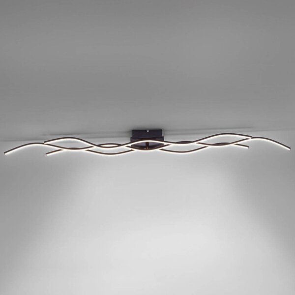 JUST LIGHT. GmbH Plafoniera a LED Wave, Nero, Soggiorno / Sala da pranzo, Metallo, Moderno, Plafoniera LED