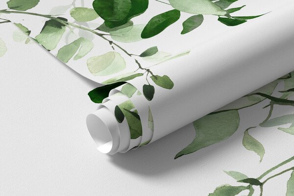 Carta da parati Foglie e rami ad acquerello, Carta da parati Natura, Carta da parati Foglie, u72397 : Uwalls.it