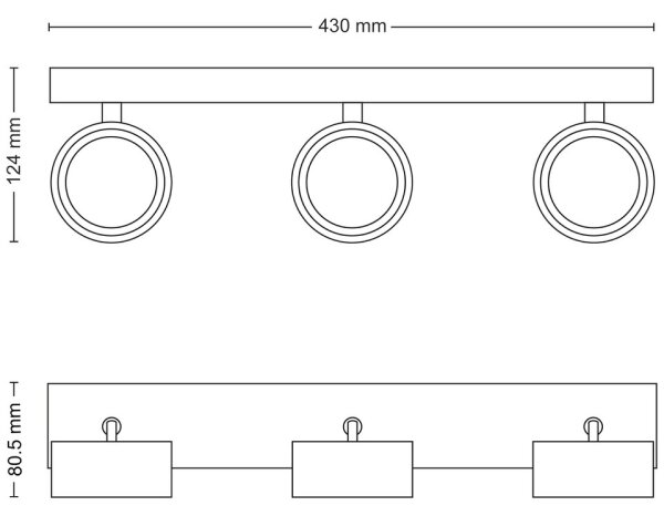Philips - Faretto LED BRACIA 3xLED/5,5W/230V nero