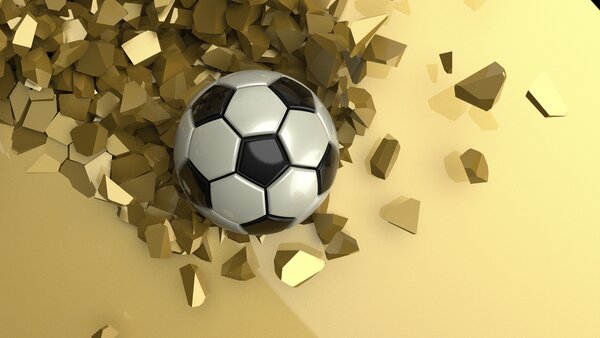 Carta da parati Pallone da calcio in un mucchio di pezzi rotti, Carta da parati per Bambini, Carta da parati popolare, u72801 - Tapeko.it