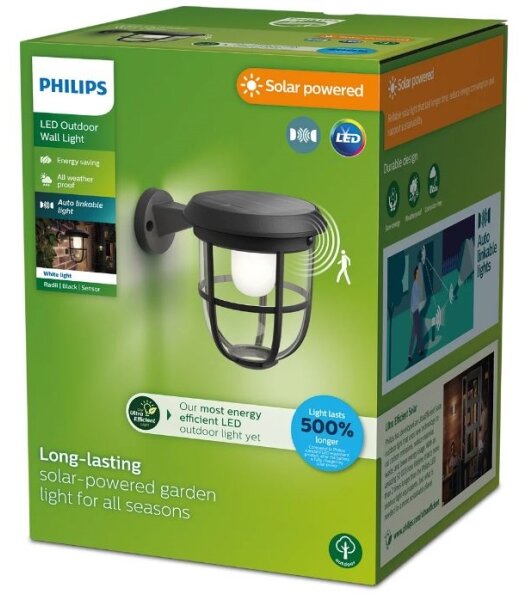 Philips-Applique a LED solare con sensore RADII LED/1,3W/3,7V 3000K IP44