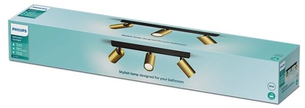 Philips - Luce Spot da bagno IDRIS 3xGU10/5W/230V IP44 nero/oro