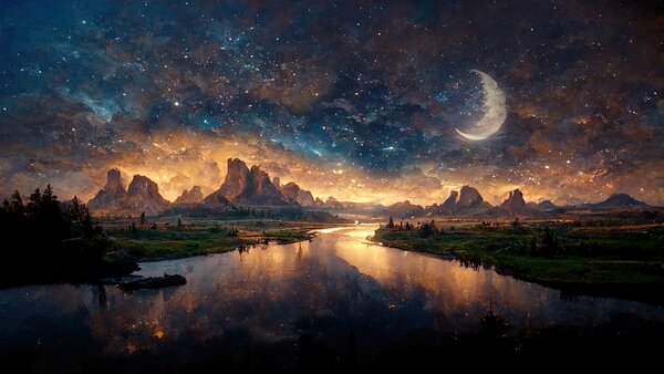 Carta da parati Notte magica in un altro mondo, Carta da parati Natura, u79812 : Uwalls.it