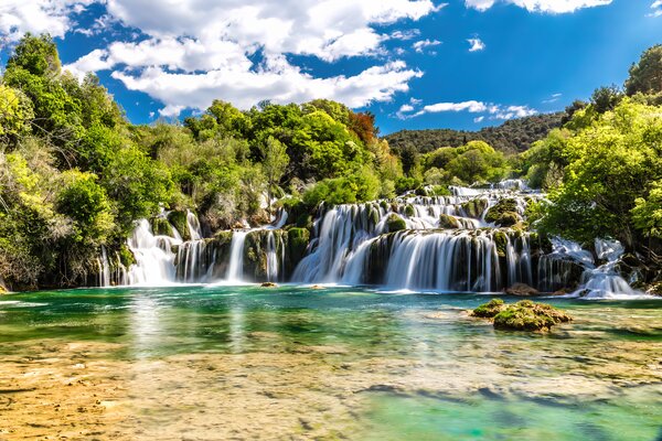 Carta da parati Acqua, nuvola e cielo, Carta da parati Natura, Carta da parati Cascata, u55775 : Uwalls.it