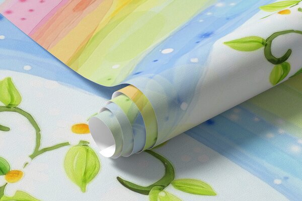 Carta da parati Arcobaleno, pianta e fiore, Carta da parati per Bambini, Carta da parati per Ragazze, u57050 : Uwalls.it