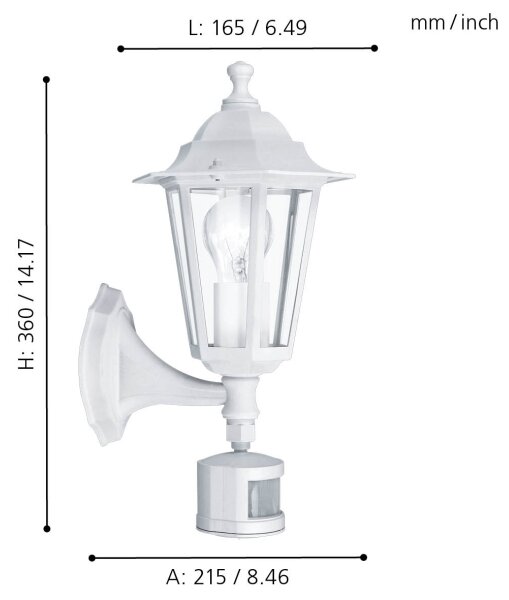 EGLO 22464 - Lampada da esterno con sensore LATERNA 5 1xE27/60W/230V
