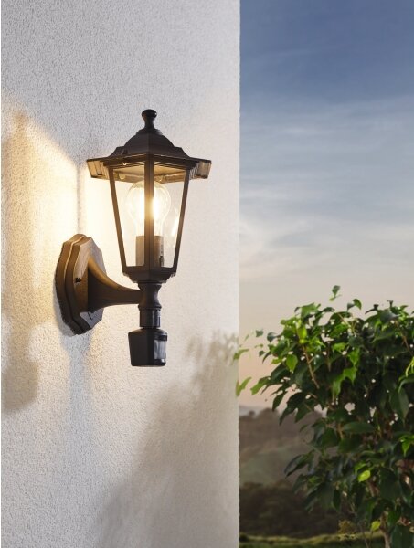 EGLO 22469 - Lampada con sensore LATERNA 4 1xE27/60W nero