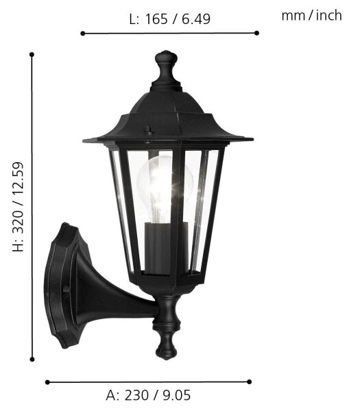 EGLO 22468 - Applique da esterno LATERNA 4 1xE27/60W nero