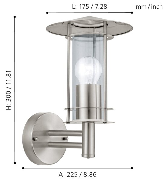 Eglo 30184 - Lampada da esterno LISIO 1xE27/60W/230V