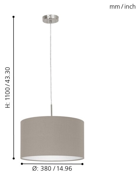 Eglo 31572 - Lampadario a sospensione con filo PASTERI 1xE27/60W/230V