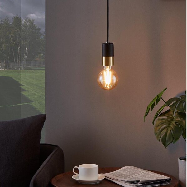 Eglo 31075 - Lampadario a sospensione con filo CALARI 1xE27/40W/230V nero/oro