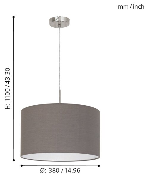 Eglo 31574 Lampadario a cavo PASTERI E27/60W/230V