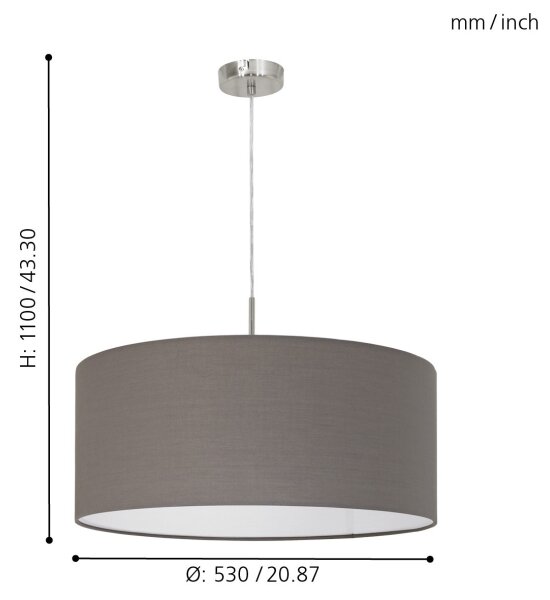 Eglo 31578 - Lampadario a sospensione con filo PASTERI 1xE27/60W/230V