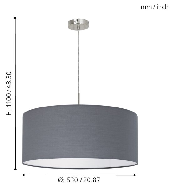 Eglo 31577 - Lampadario a sospensione con filo PASTERI 1xE27/60W/230V