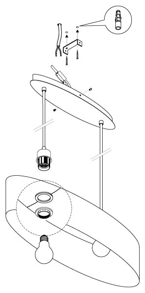 Eglo 31616 - Lampadario a sospensione con filo MASERLO 2xE27/60W/230V