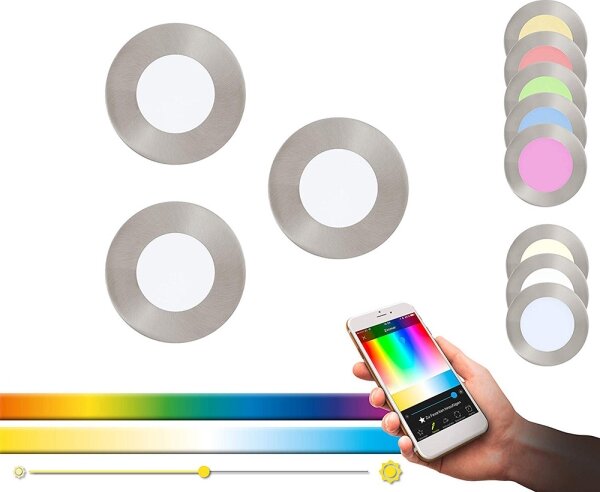 Eglo 32882 - Set da 3 faretti LED RGB dimmerabili da incasso FUEVA-C LED/3W/230V