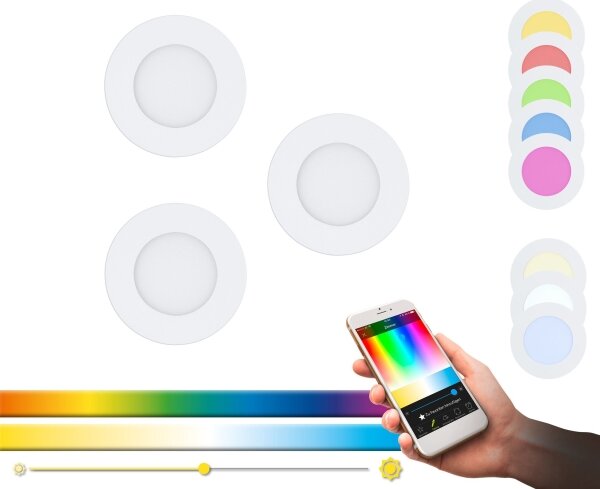 Eglo 32881-Set da 3 faretti da incasso LED RGB dimmerabili FUEVA-C LED/3W/230V