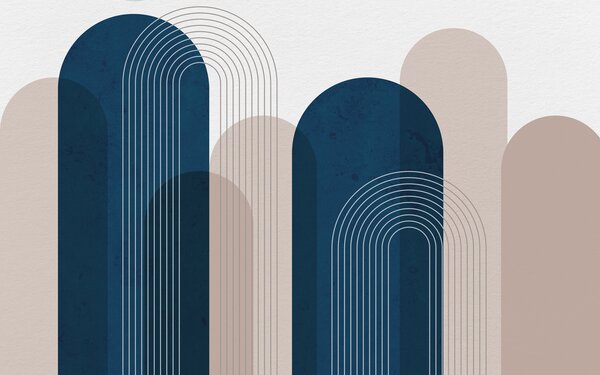Carta da parati Archi astratti blu e beige, Carta da parati lastrazione, u73098 : Uwalls.it