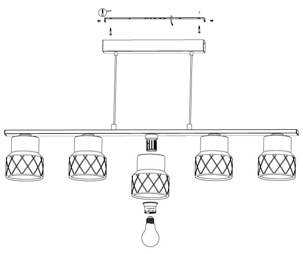 Eglo 39855 - Lampadario a sospensione su cavo HILCOTT 5xE27/40W/230V