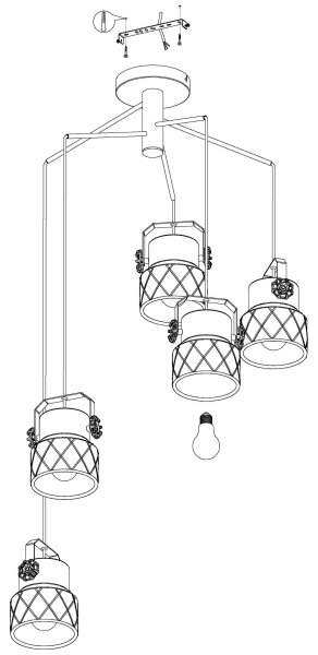 Eglo 39856 - Lampadario da soffitto HILCOTT a montaggio superficiale, 5xE27/40W/230V