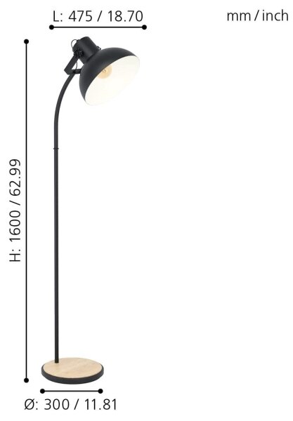 Eglo 43166 - Lampada da terra LUBENHAM 1xE27/28W/230V