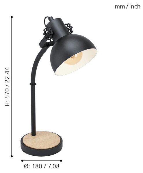 Eglo 43165 - Lampada da tavolo LUBENHAM 1xE27/28W/230V