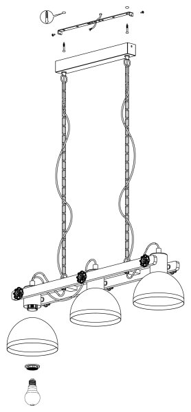Eglo 43163 - Lampadario a sospensione con catena LUBENHAM 3xE27/28W/230V