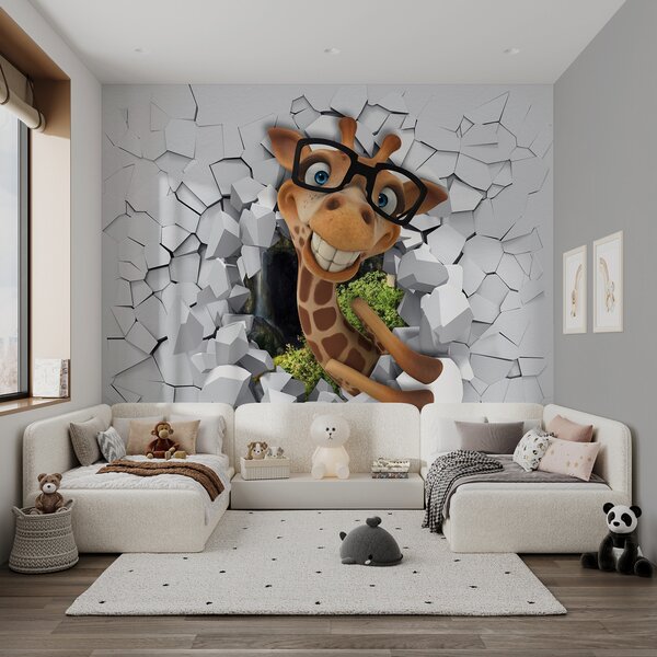 Carta da parati Giraffa 3d, Carta da parati per Bambini, u93624 : Uwalls.it
