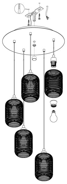 Eglo 43334 - Lampadario a sospensione con filo WRINGTON 5xE27/60W/230V