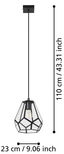 Eglo 43643 - Lampadario su corda MARDYKE 1xE27/40W/230V
