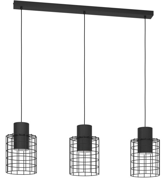 Eglo 43626 - Lampadario su corda MILLIGAN 3xE27/40W/230V nero