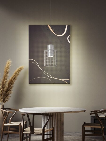 Eglo 43647 - Lampadario su corda MILLIGAN 1xE27/40W/230V d. 20 cm argento