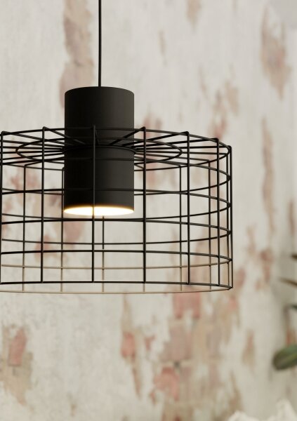 Eglo 43627 - Lampadario su corda MILLIGAN 1xE27/40W/230V d. 38 cm nero
