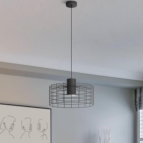 Eglo 43628 - Lampadario su corda MILLIGAN 1xE27/40W/230V d. 48 cm nero
