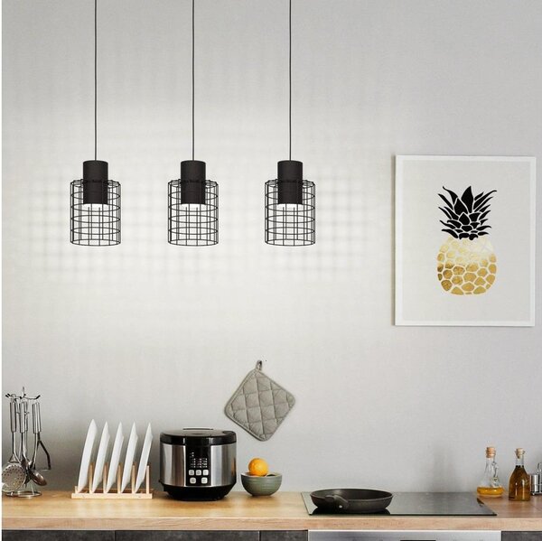 Eglo 43626 - Lampadario su corda MILLIGAN 3xE27/40W/230V nero