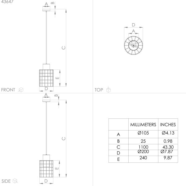 Eglo 43647 - Lampadario su corda MILLIGAN 1xE27/40W/230V d. 20 cm argento