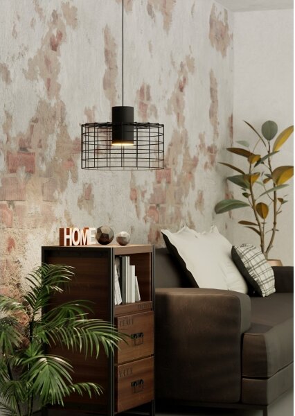 Eglo 43627 - Lampadario su corda MILLIGAN 1xE27/40W/230V d. 38 cm nero