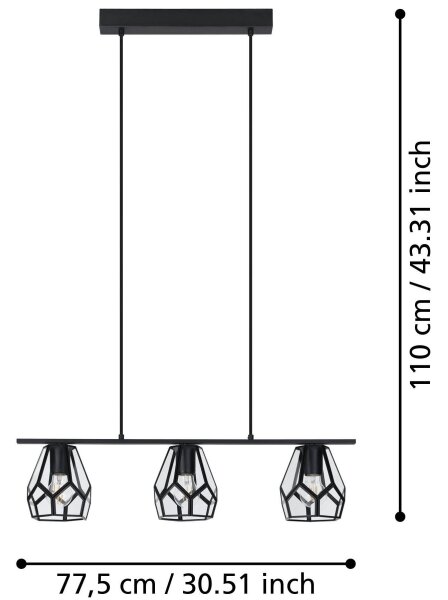 Eglo 43644 - Lampadario LED a sospensione con cavo MARDYKE 3xE27/40W/230V